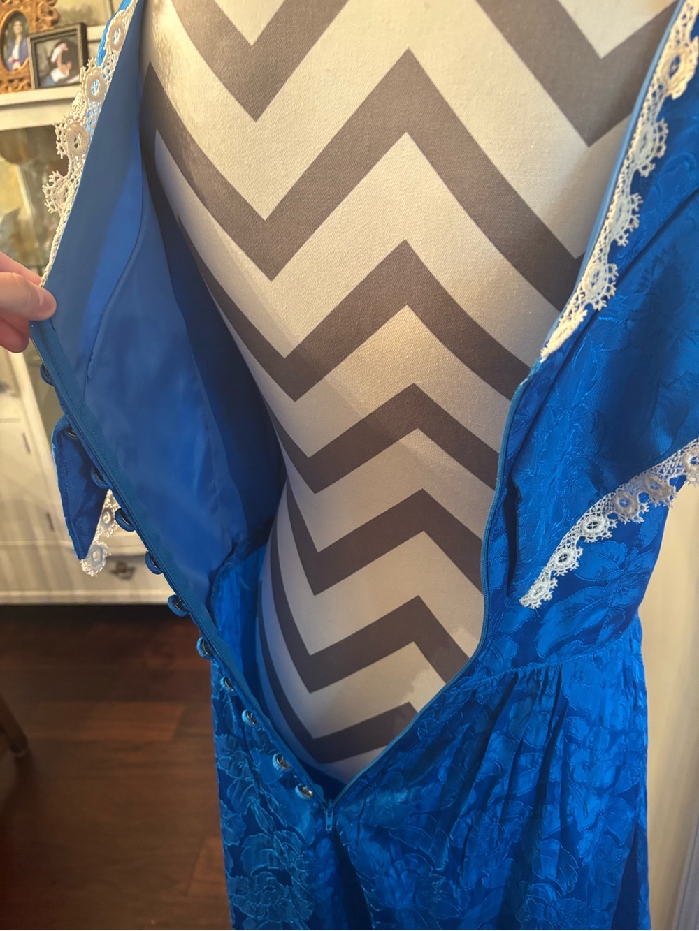 Vintage Handmade Royal Blue Gown - Picture 9 of 12